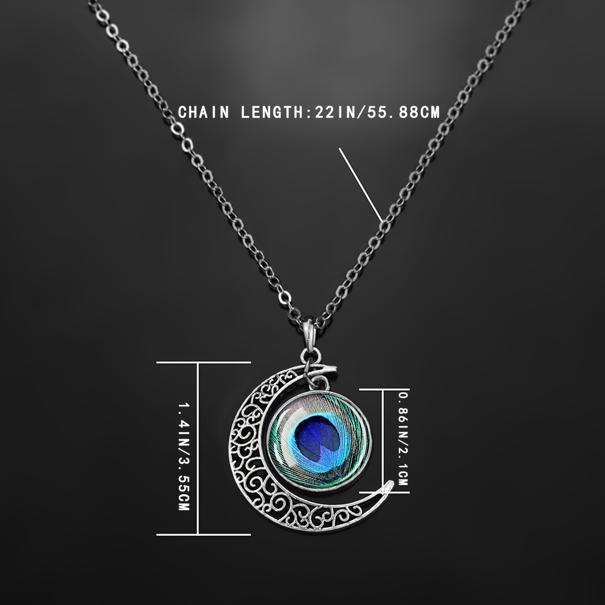 Crescent Moon Necklace Elegant Glass Pendant Charm
